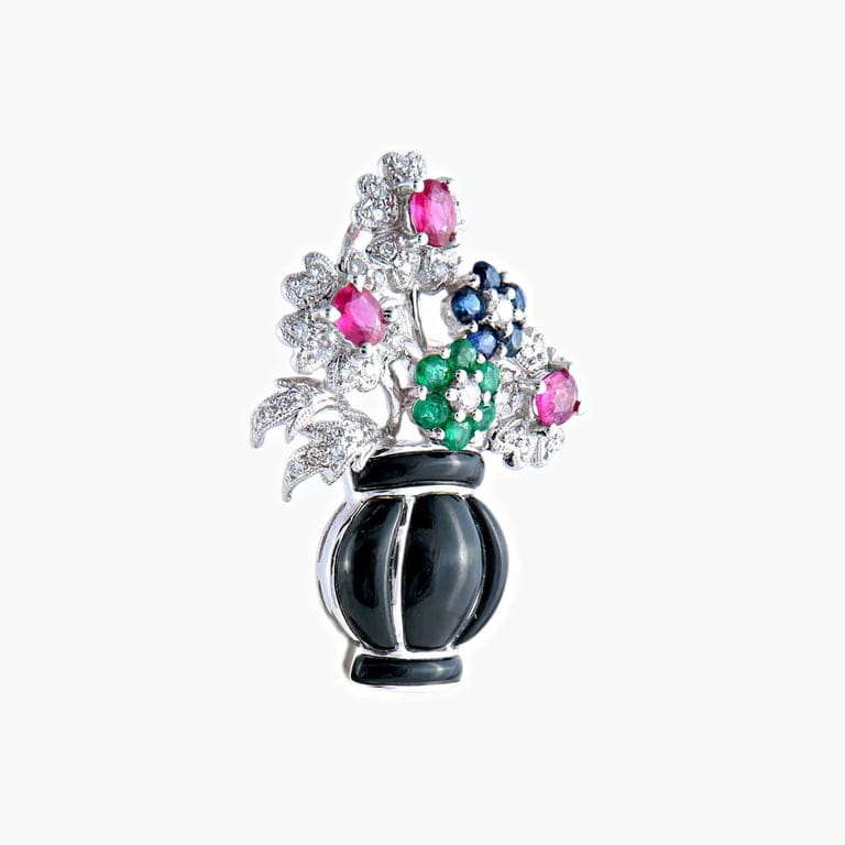 Flower Basket Pendant Brooch - Image 4
