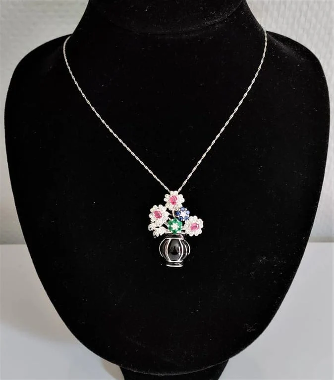 Flower Basket Pendant Brooch - Image 9
