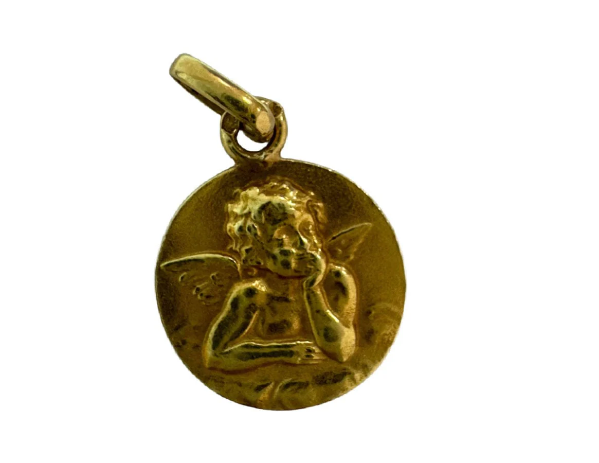 Yellow gold religious medal