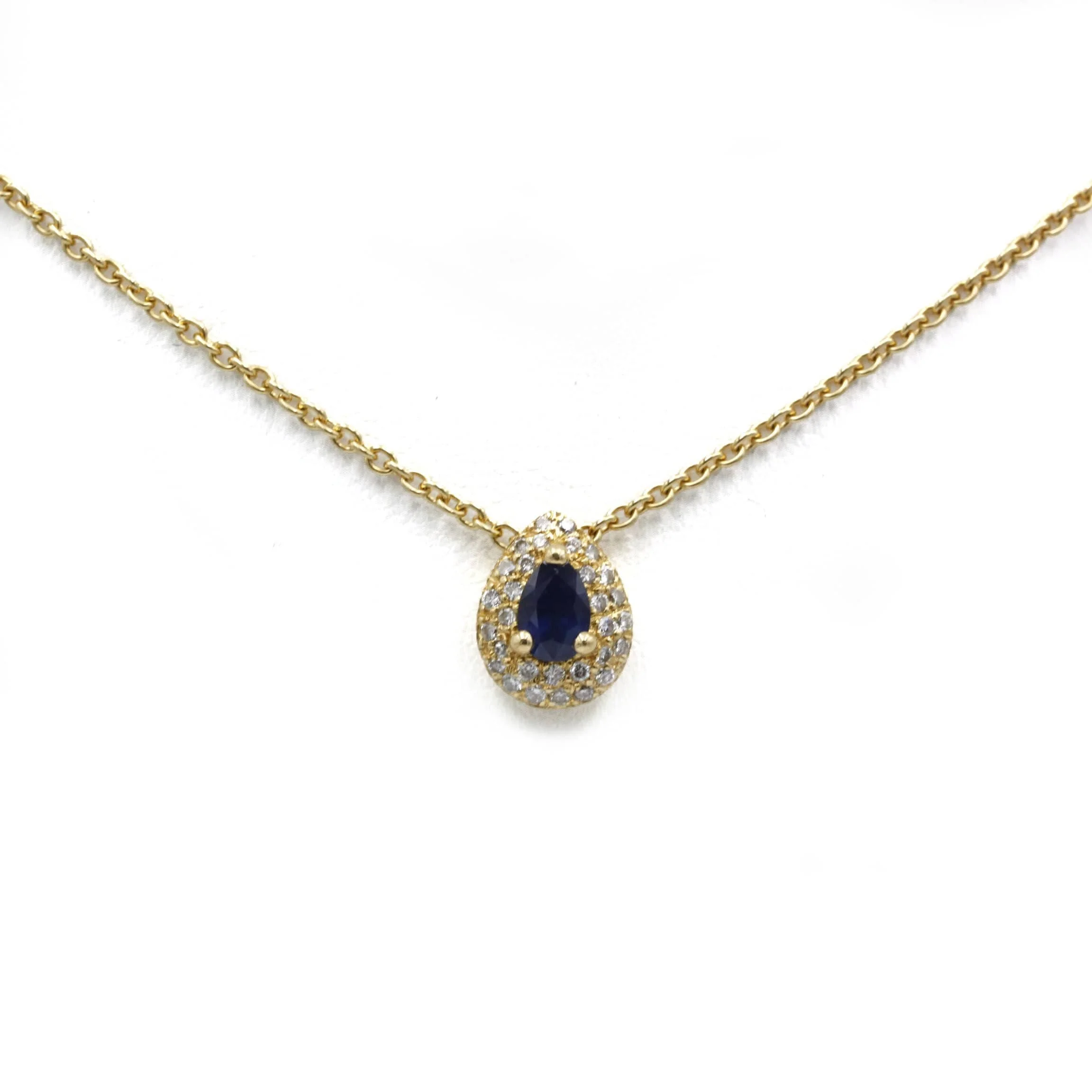 Yellow gold sapphire diamond necklace