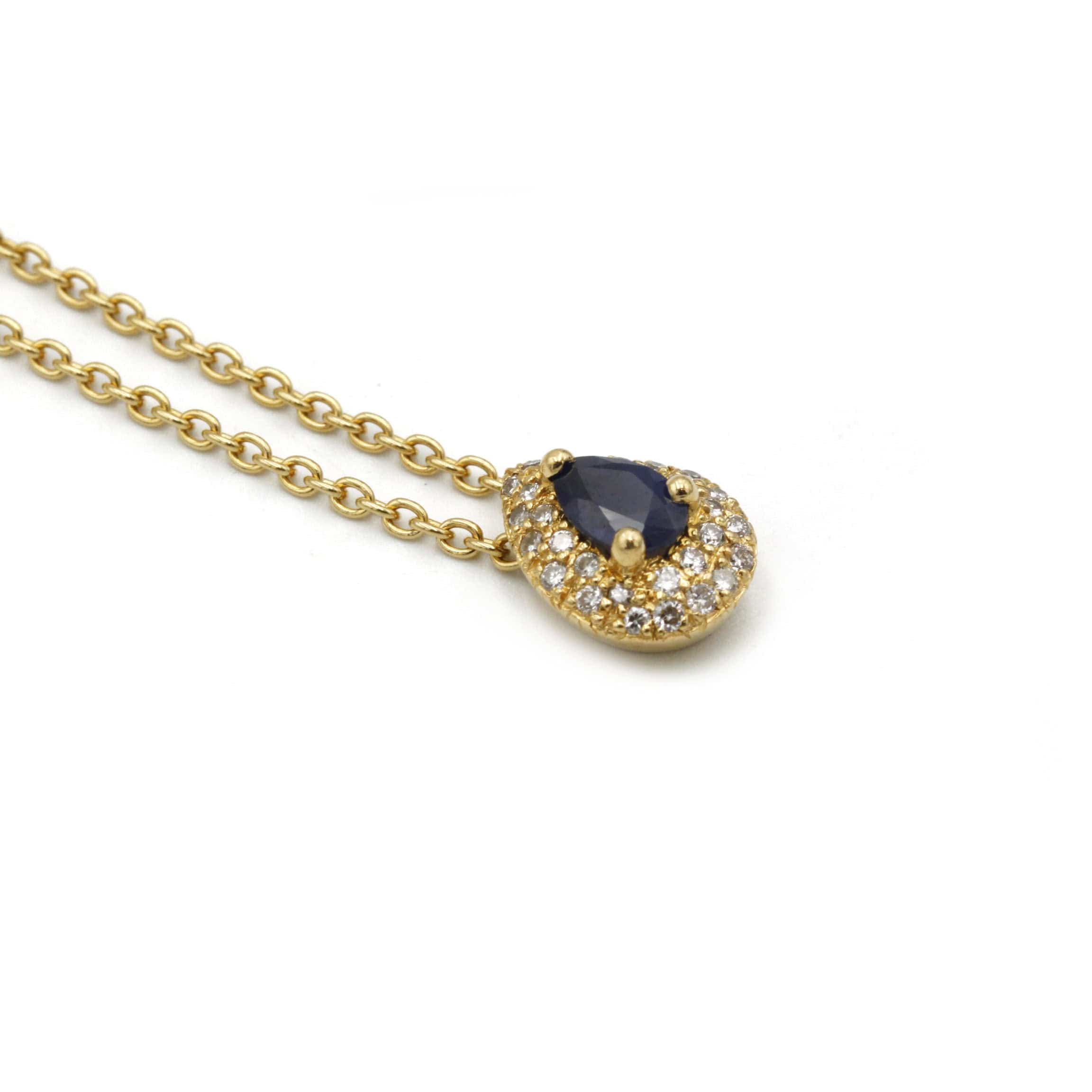 Yellow gold sapphire diamond necklace - Image 2