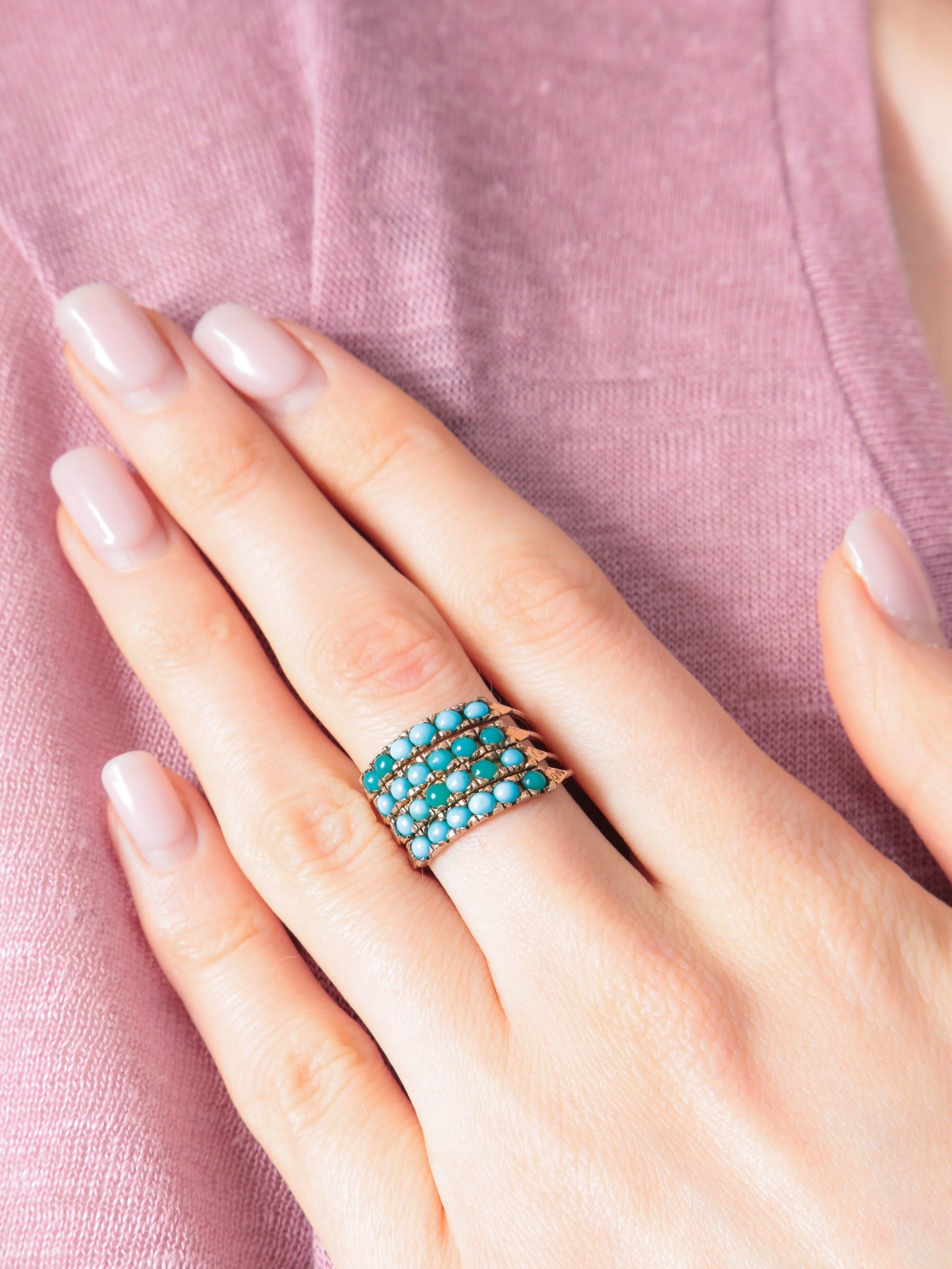 Turquoise Gold Harem Ring - Image 2