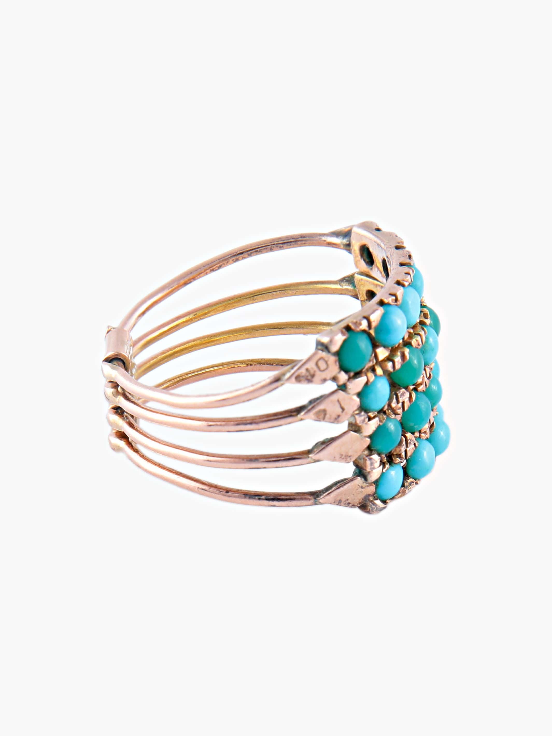 Turquoise Gold Harem Ring - Image 6