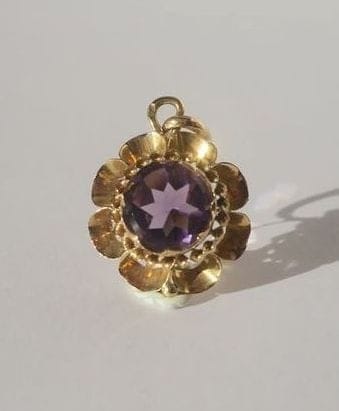 19th century rose gold amethyst flower pendant