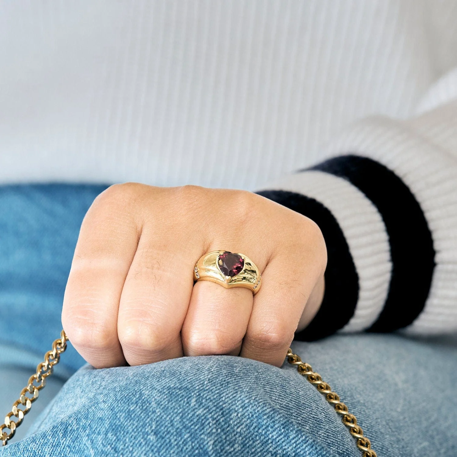 Yellow gold, diamond and rubellite ring - Image 6