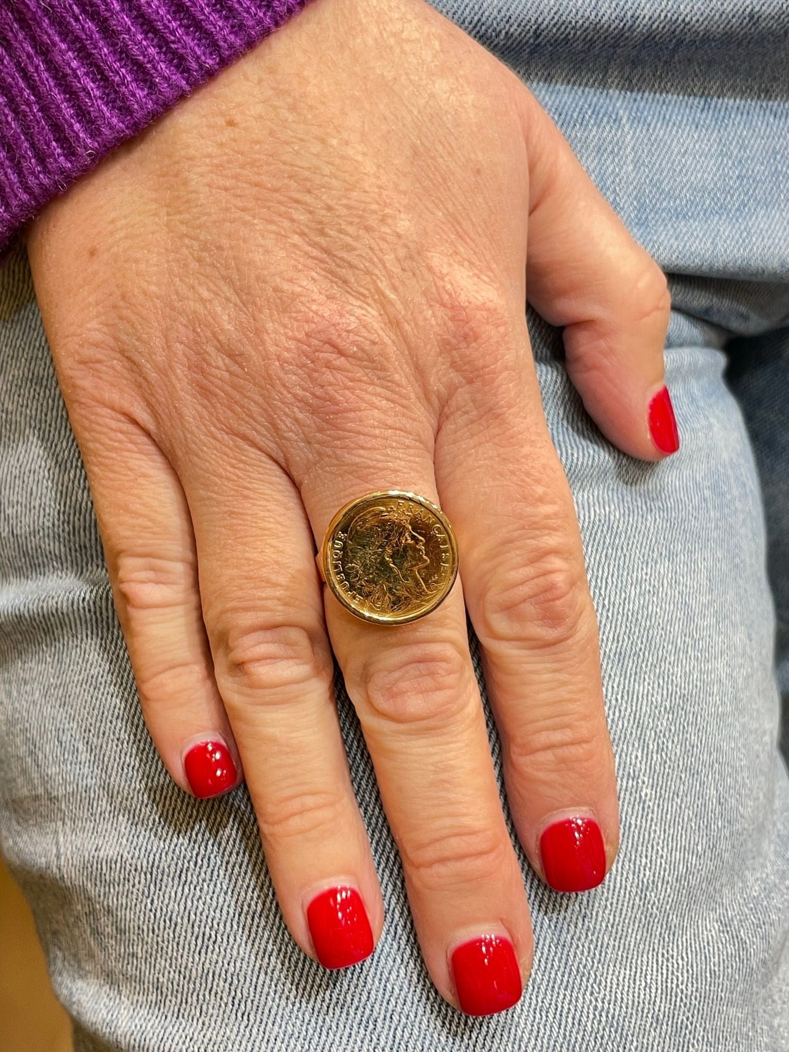 Yellow gold ring Picoin of 10 Francs Rooster - Image 3
