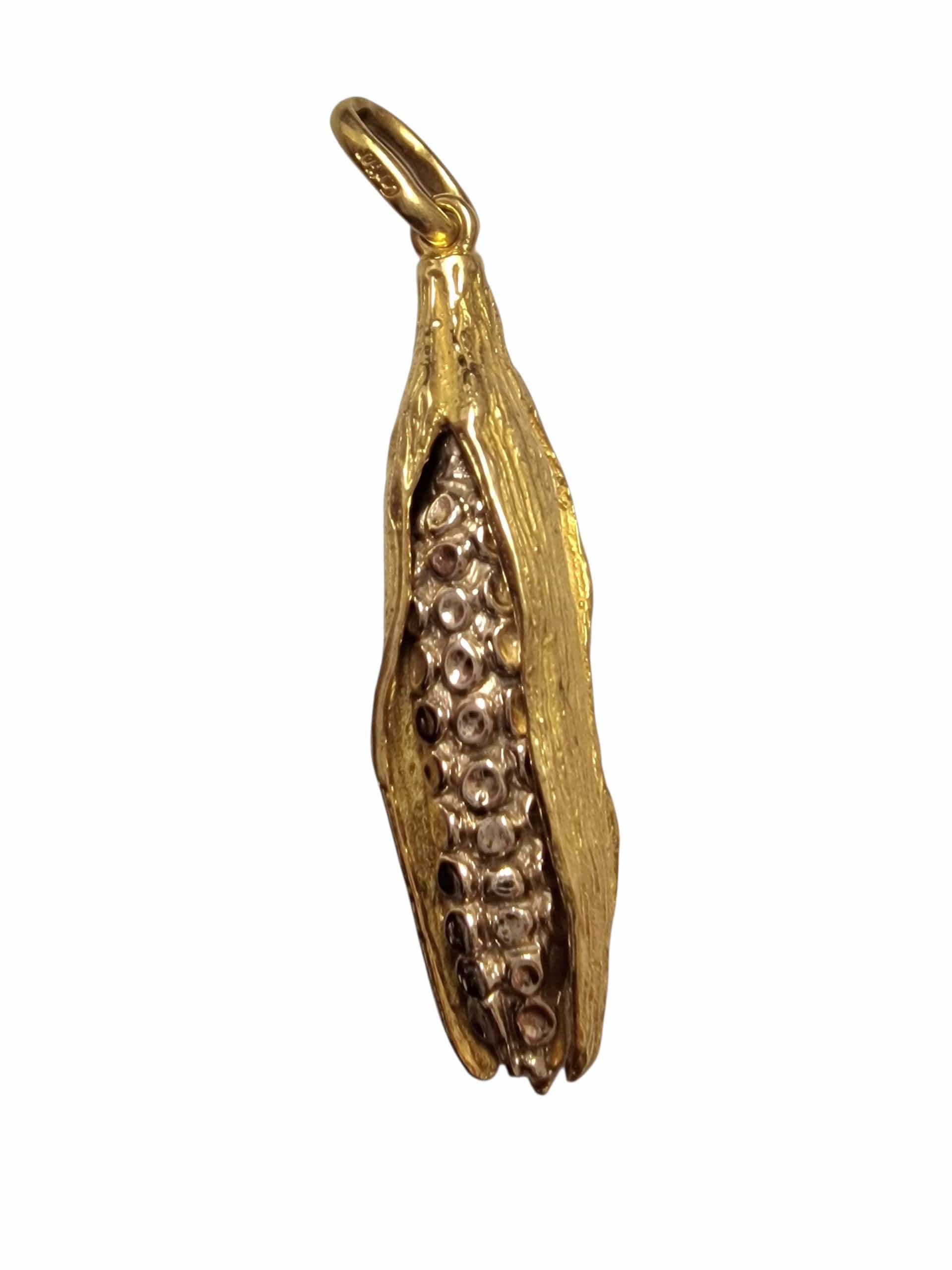 Cartier - 18k white and yellow gold corn cob pendant 