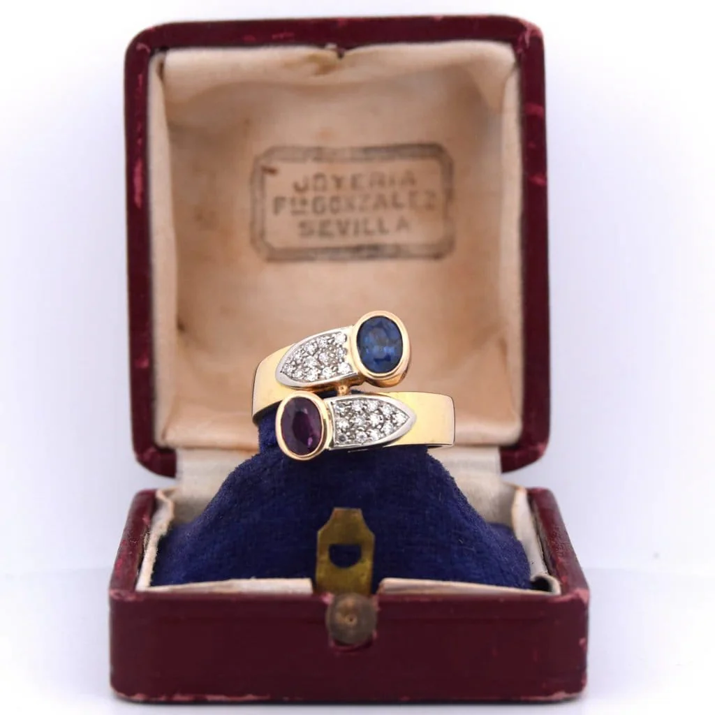 Anello oro giallo zaffiro rubino - Image 11