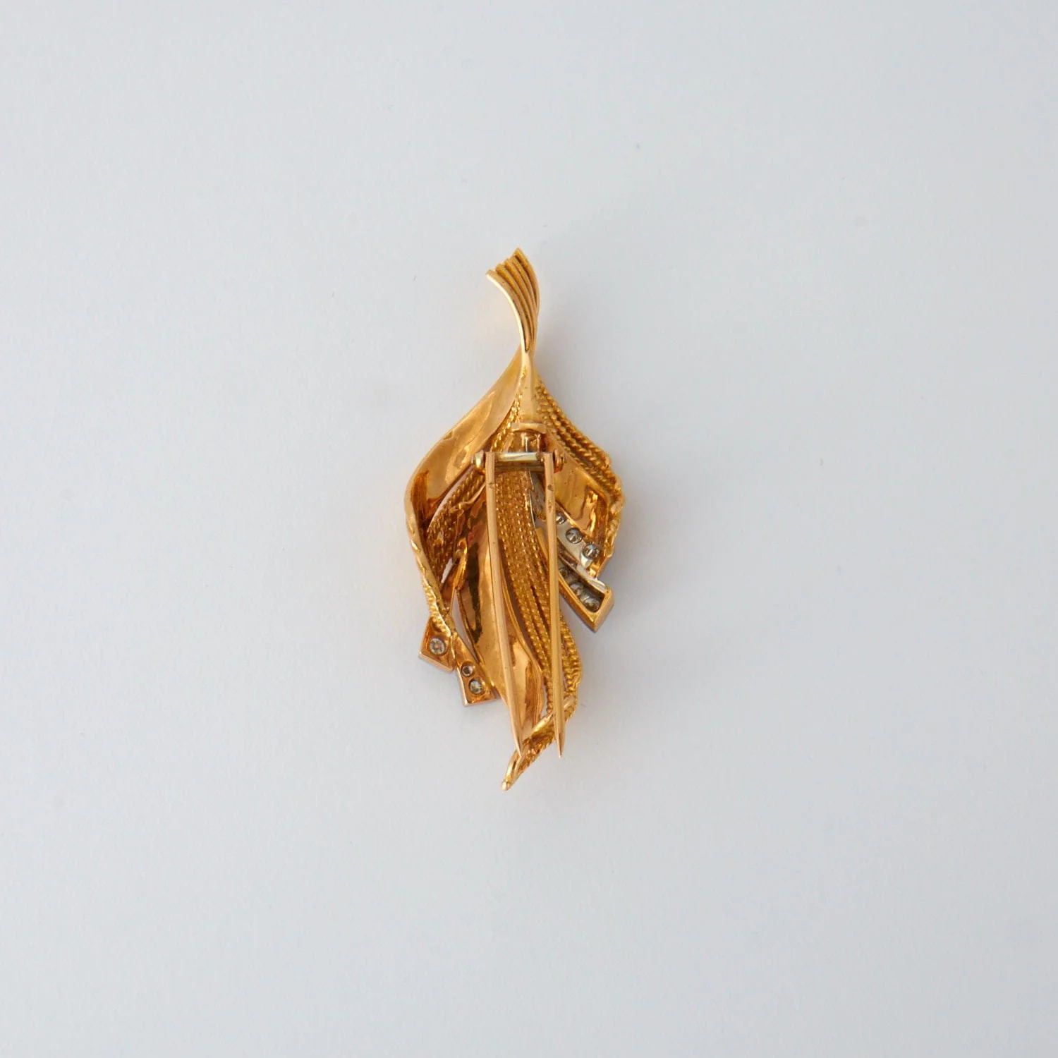 Yellow gold diamond brooch - Image 3