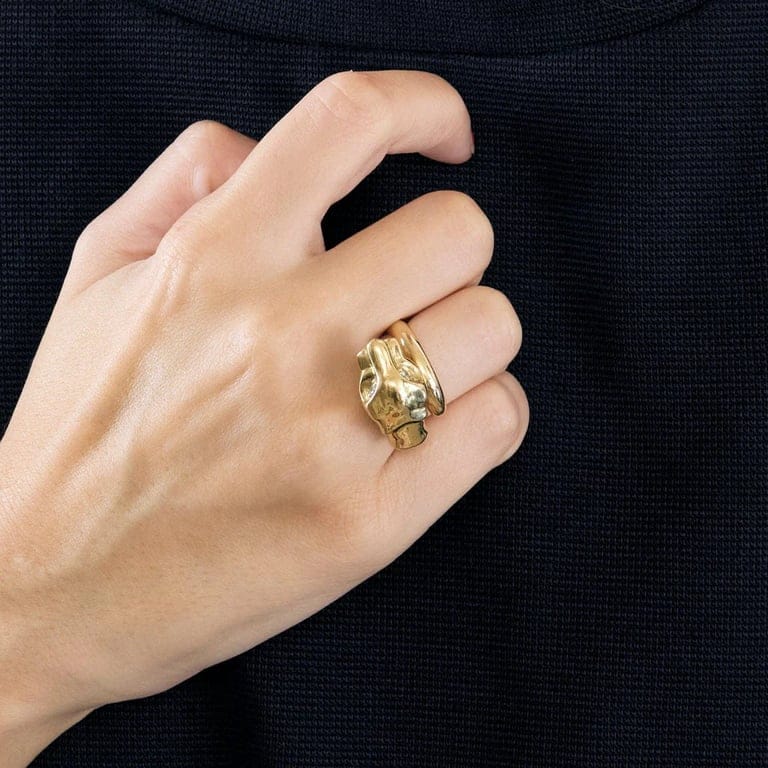 Feline ring yellow gold diamonds - Image 2