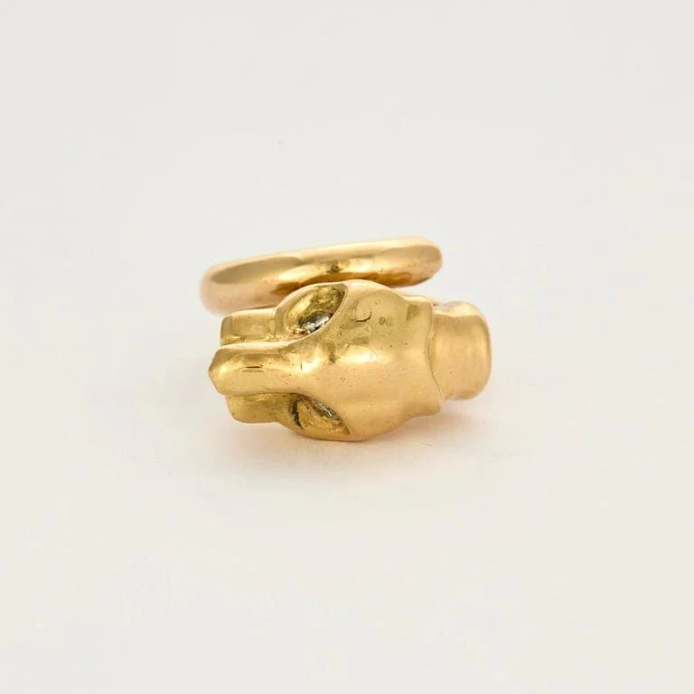 Feline ring yellow gold diamonds - Image 3