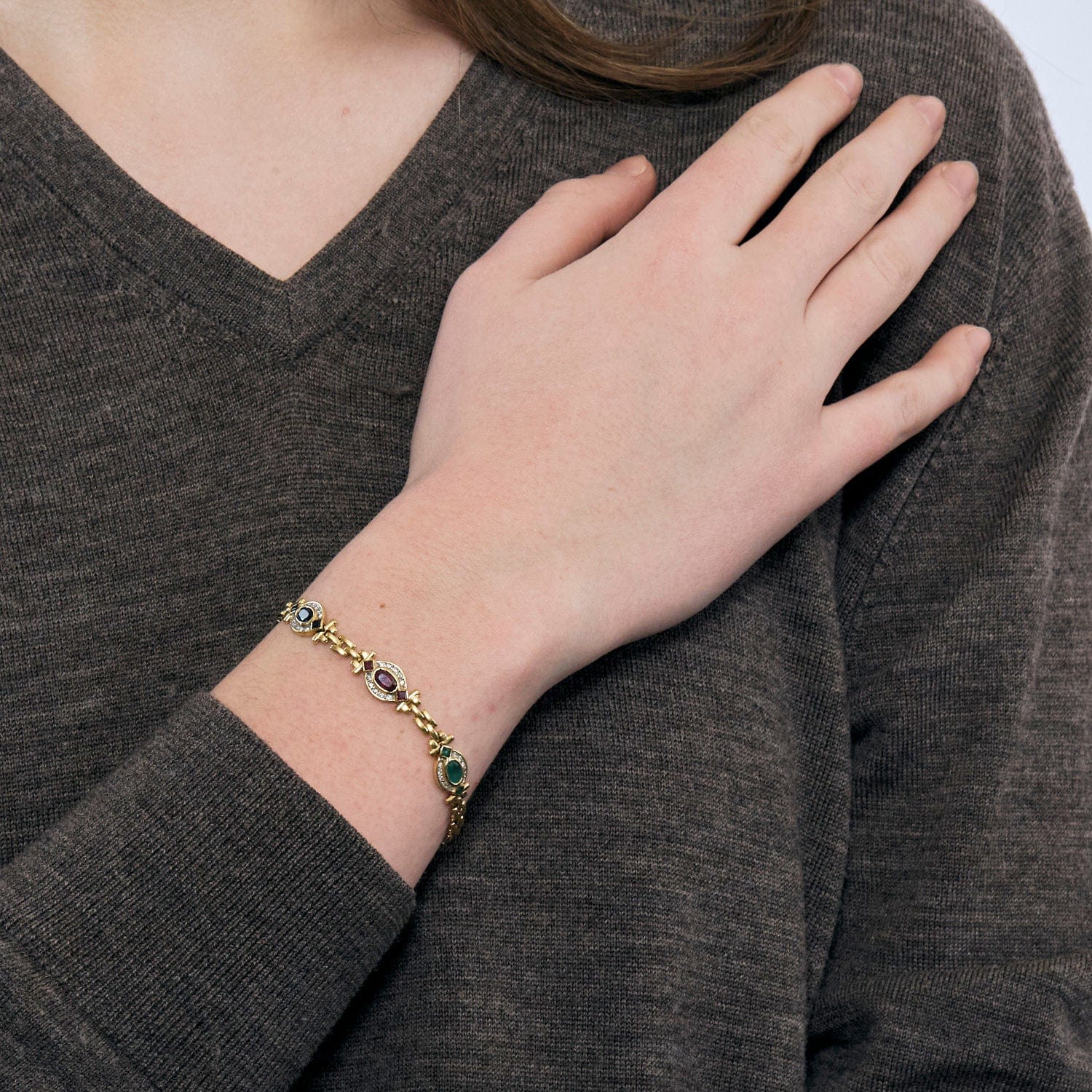 Prestige yellow gold and fine stone bracelet - Image 7