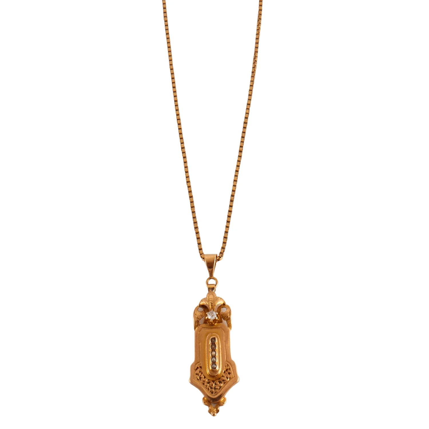 Pendant and chain rose gold Diamond Pearls
