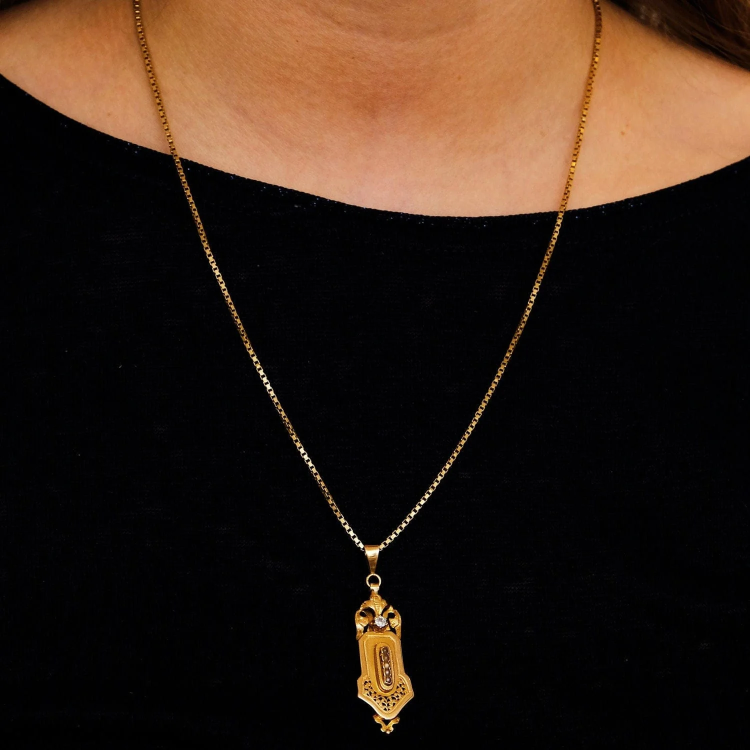 Pendant and chain rose gold Diamond Pearls - Image 10