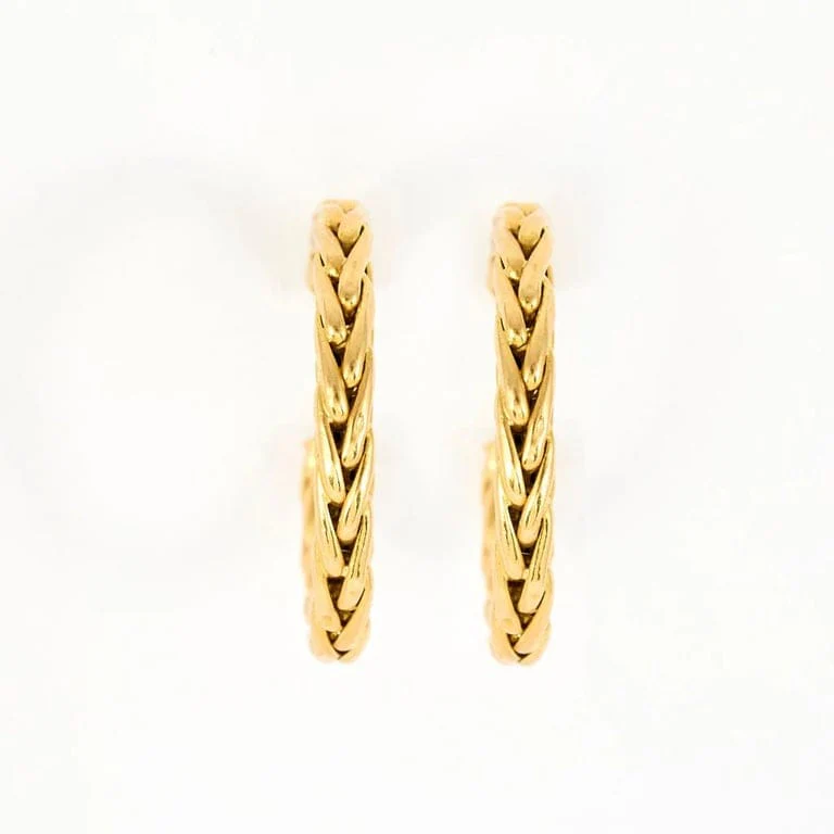 Yellow Gold Palm Mesh Creoles