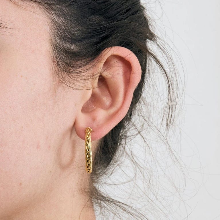 Yellow Gold Palm Mesh Creoles - Image 2