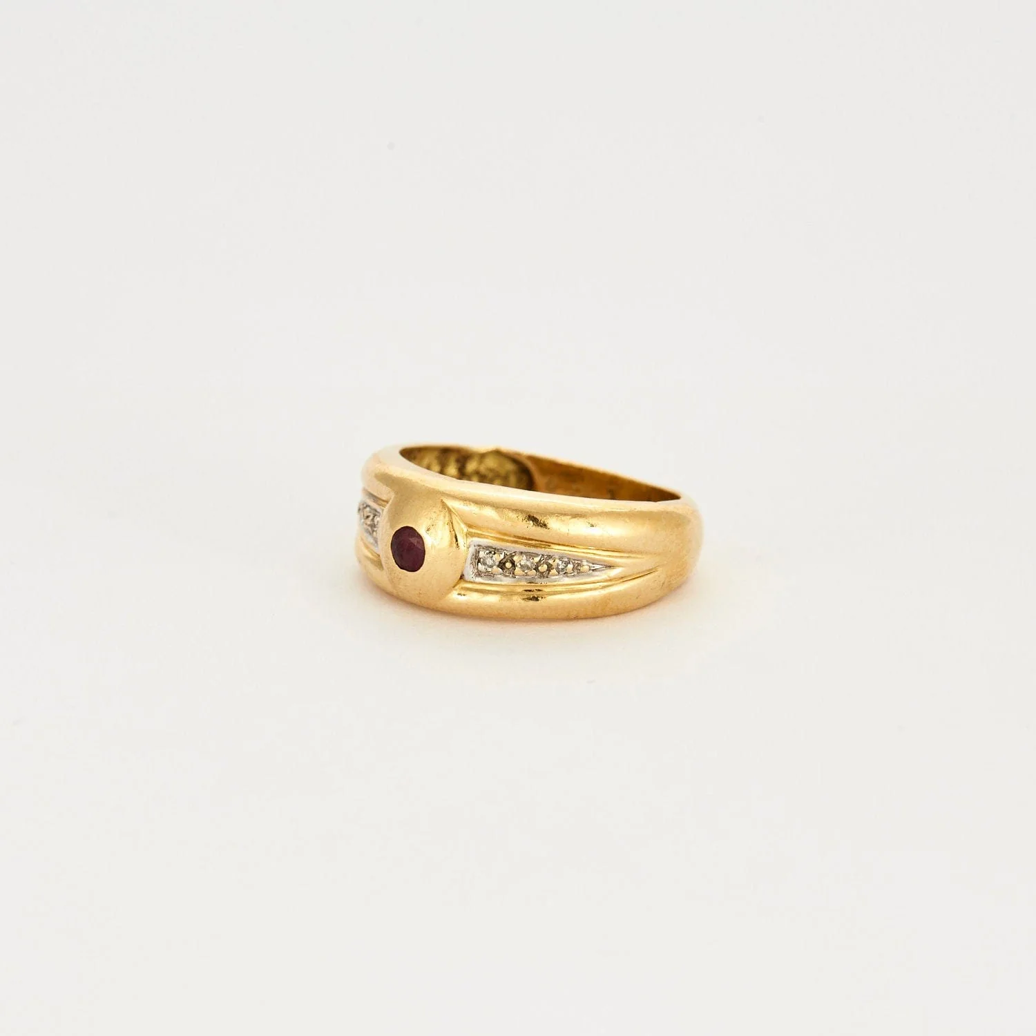 Yellow gold ruby diamond ring - Image 5