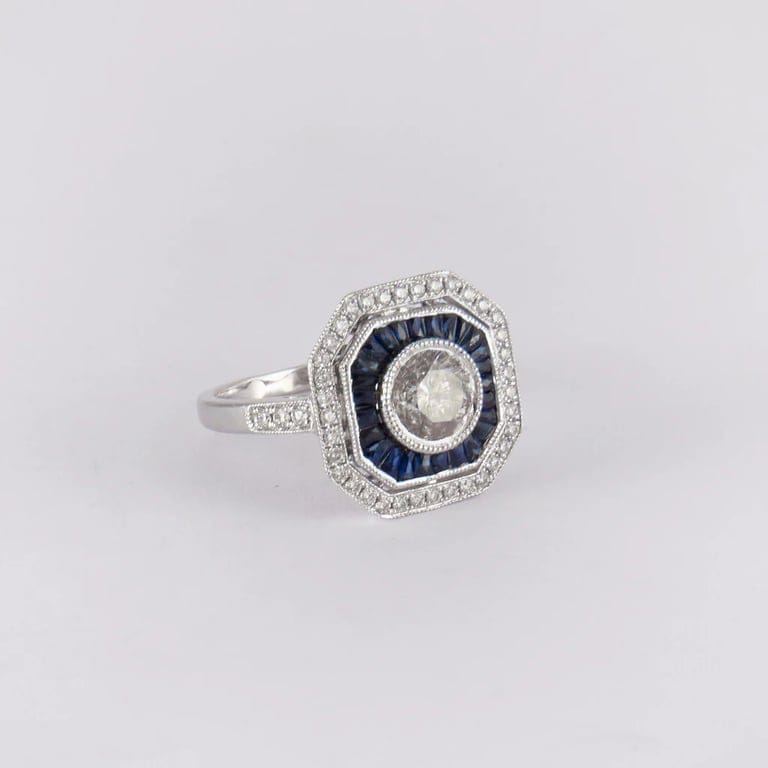 Sapphire diamond ring - style Art Deco - Image 8