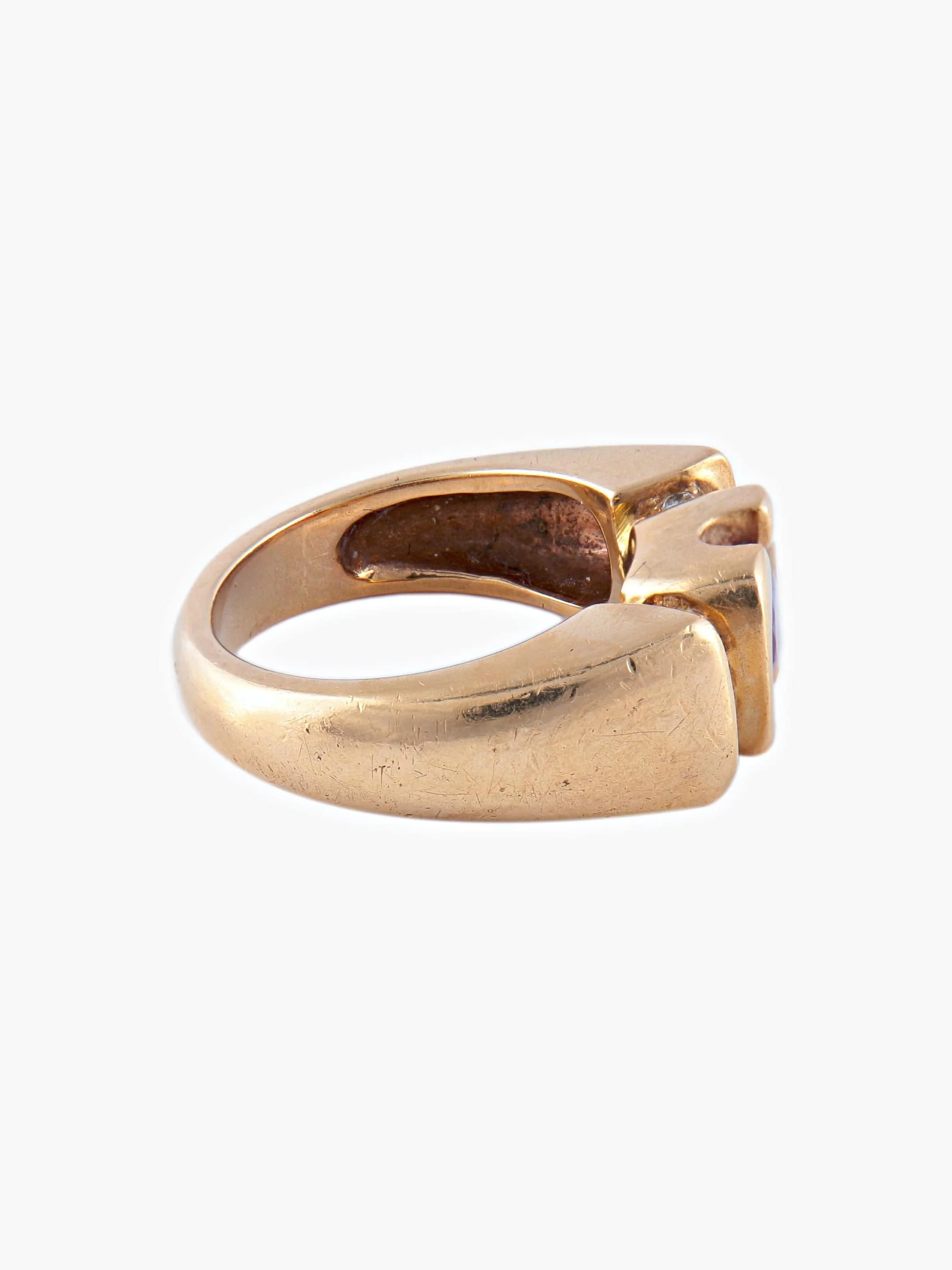 Yellow Gold Ruby Diamond Bangle Ring - Image 5