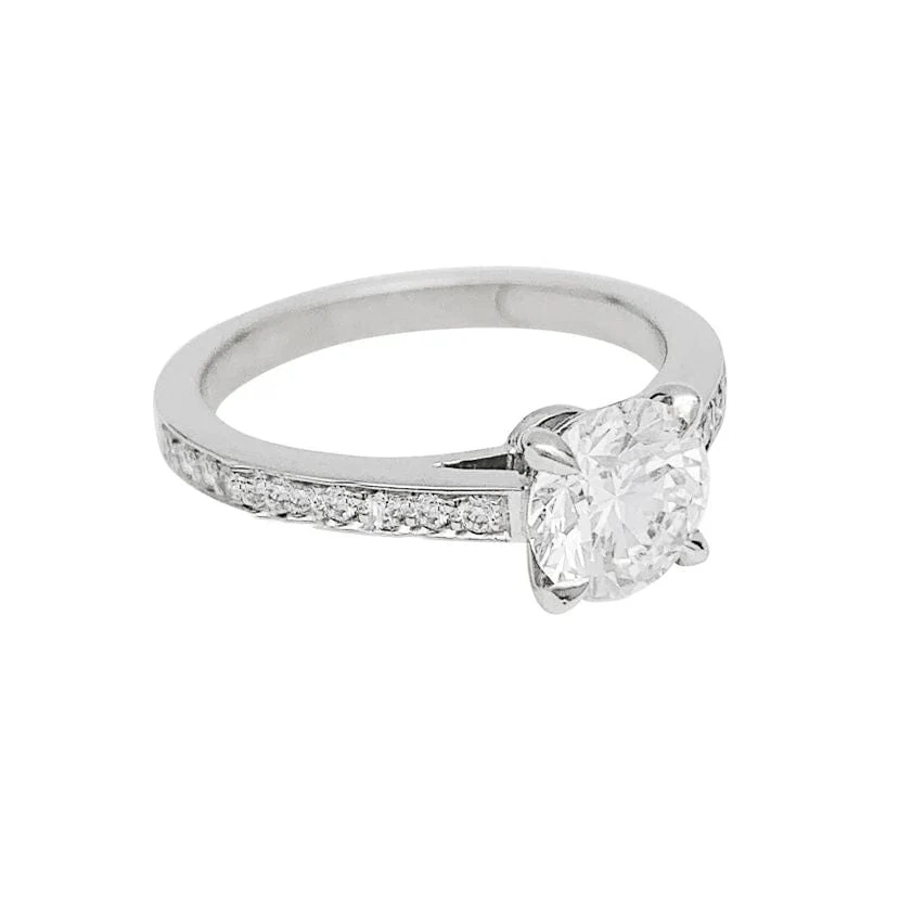 Accompanied solitaire ring 1.04 ct, white gold. - Image 6