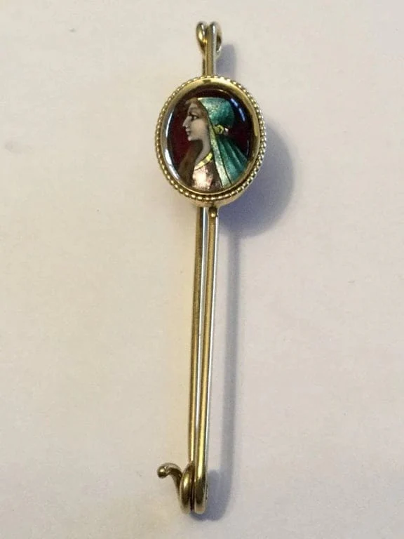 Brooch/pin in yellow gold & enamel - Image 2