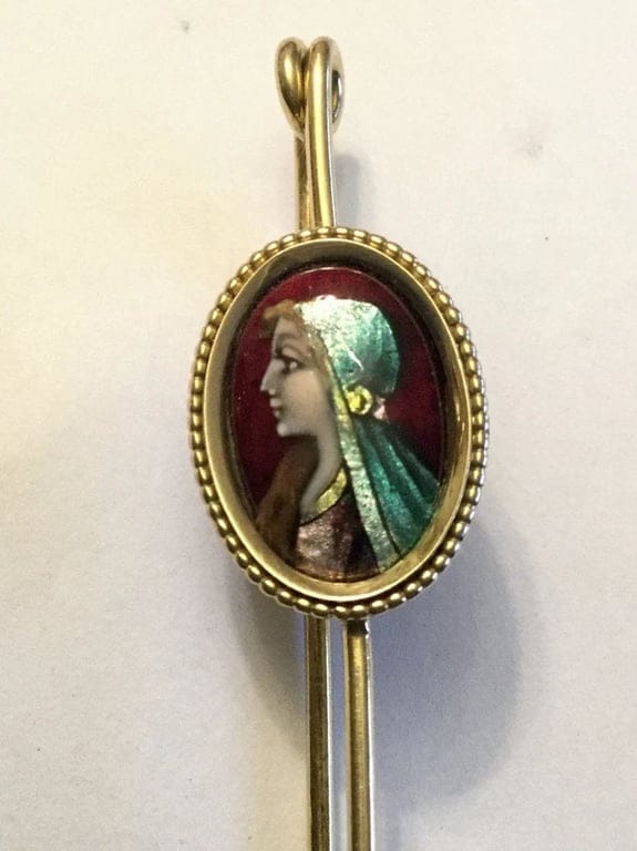 Brooch/pin in yellow gold & enamel - Image 3