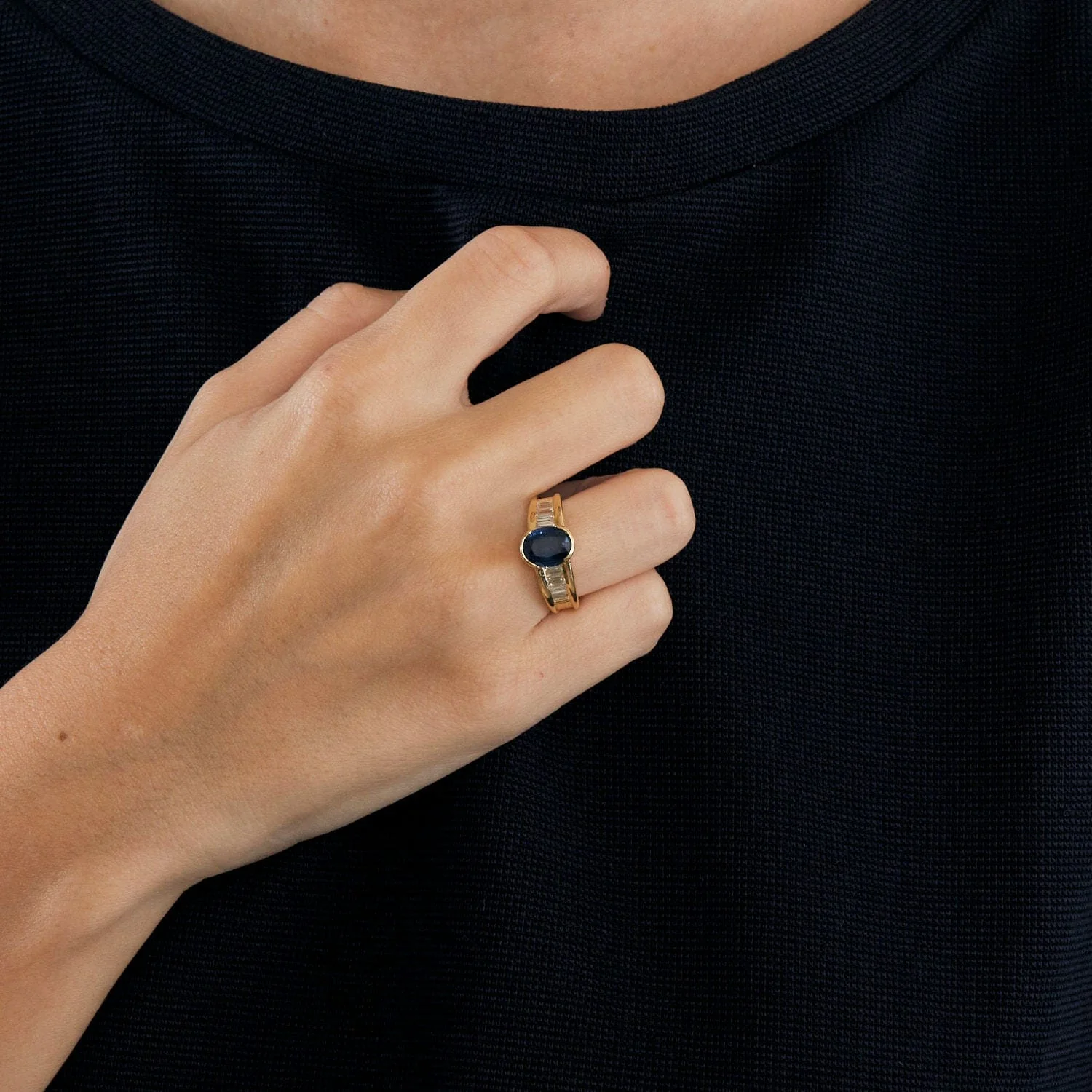 Prestige ring in yellow gold, sapphire and diamond - Image 3