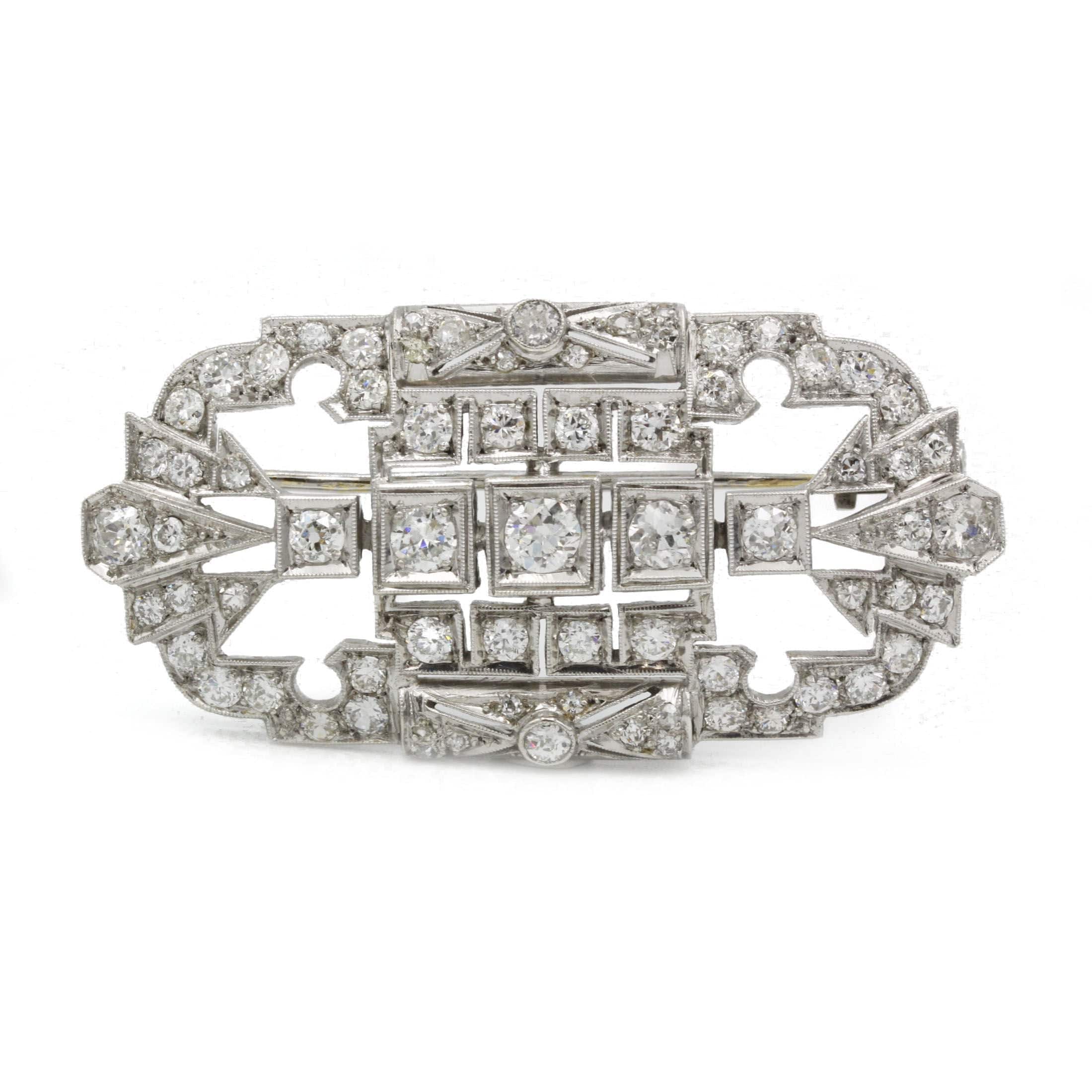 White gold brooch silver diamonds