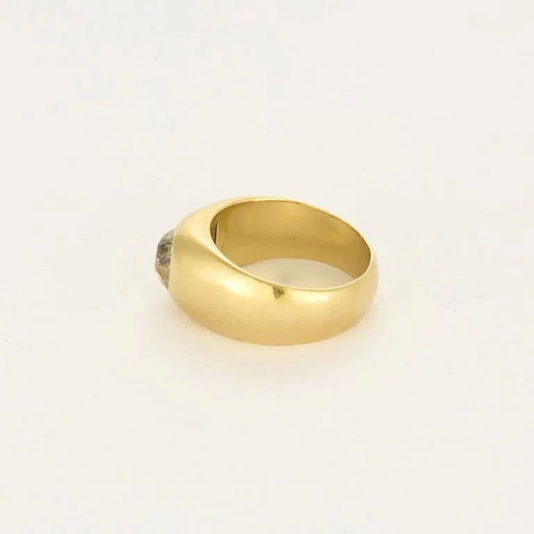 Ring the Signet ring yellow gold and cushion diamond - Image 4