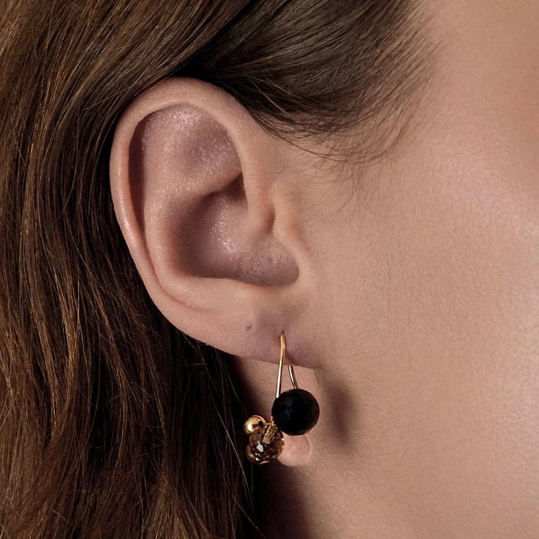 Faceted yellow gold earrings  - Image 2