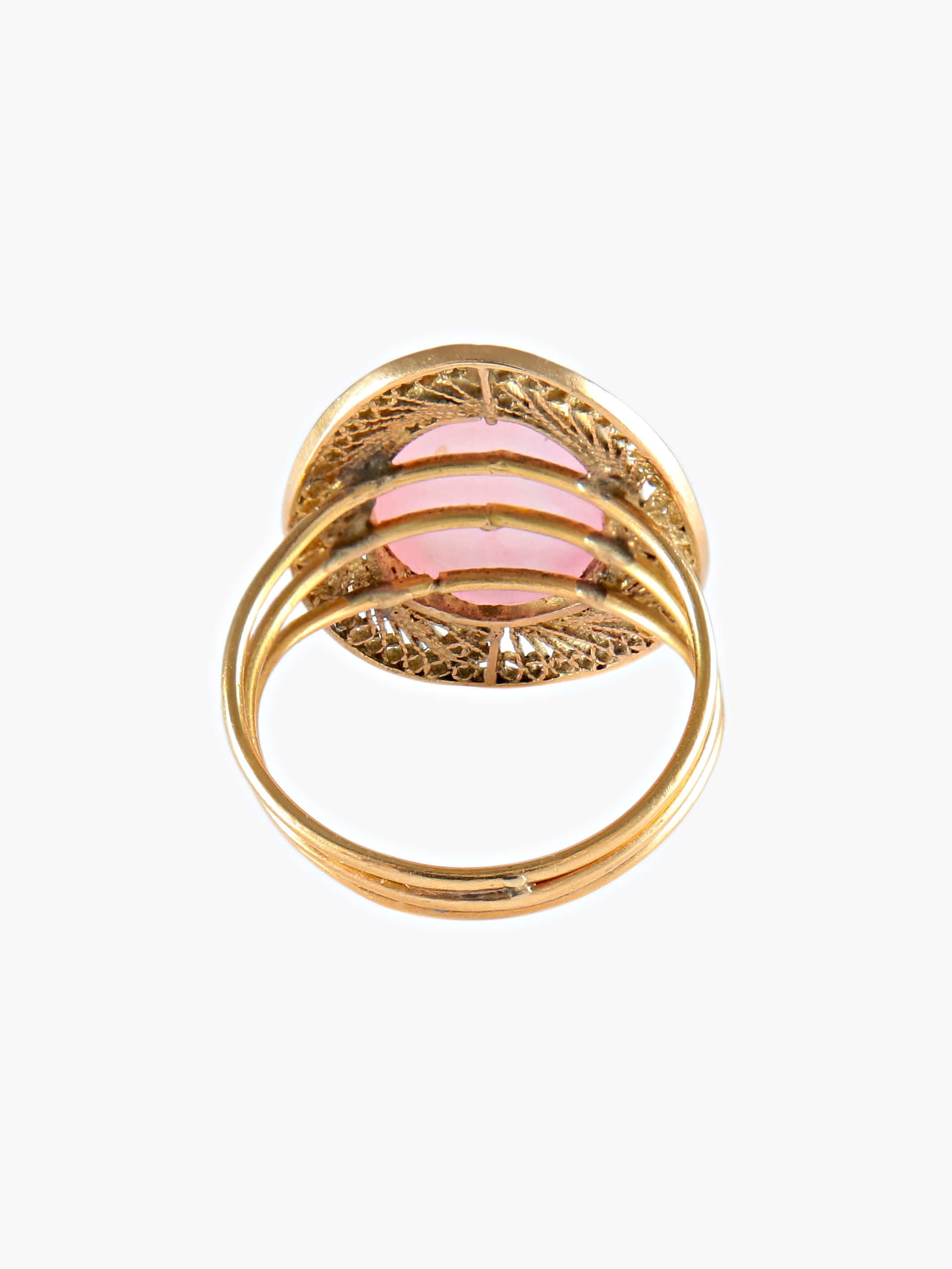 ROSE QUARTZ RING YELLOW GOLD - Image 2