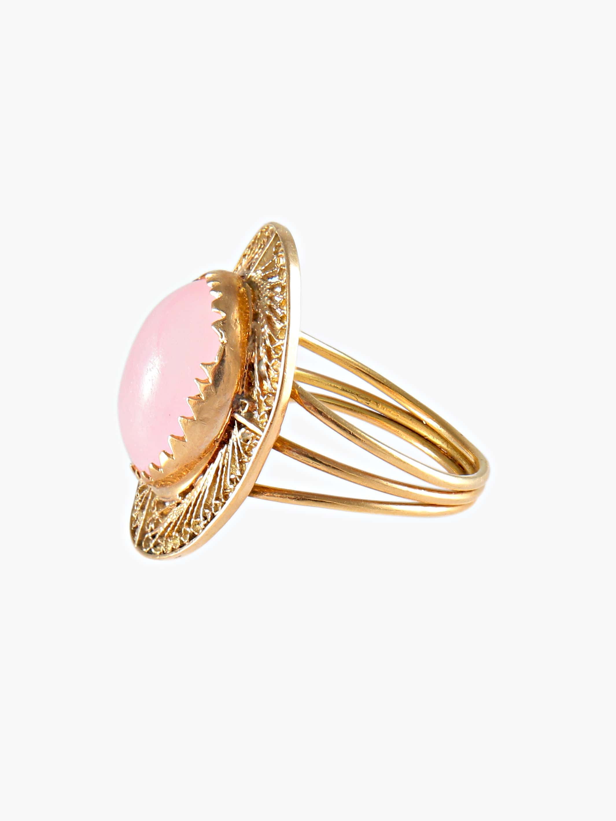 ROSE QUARTZ RING YELLOW GOLD - Image 3