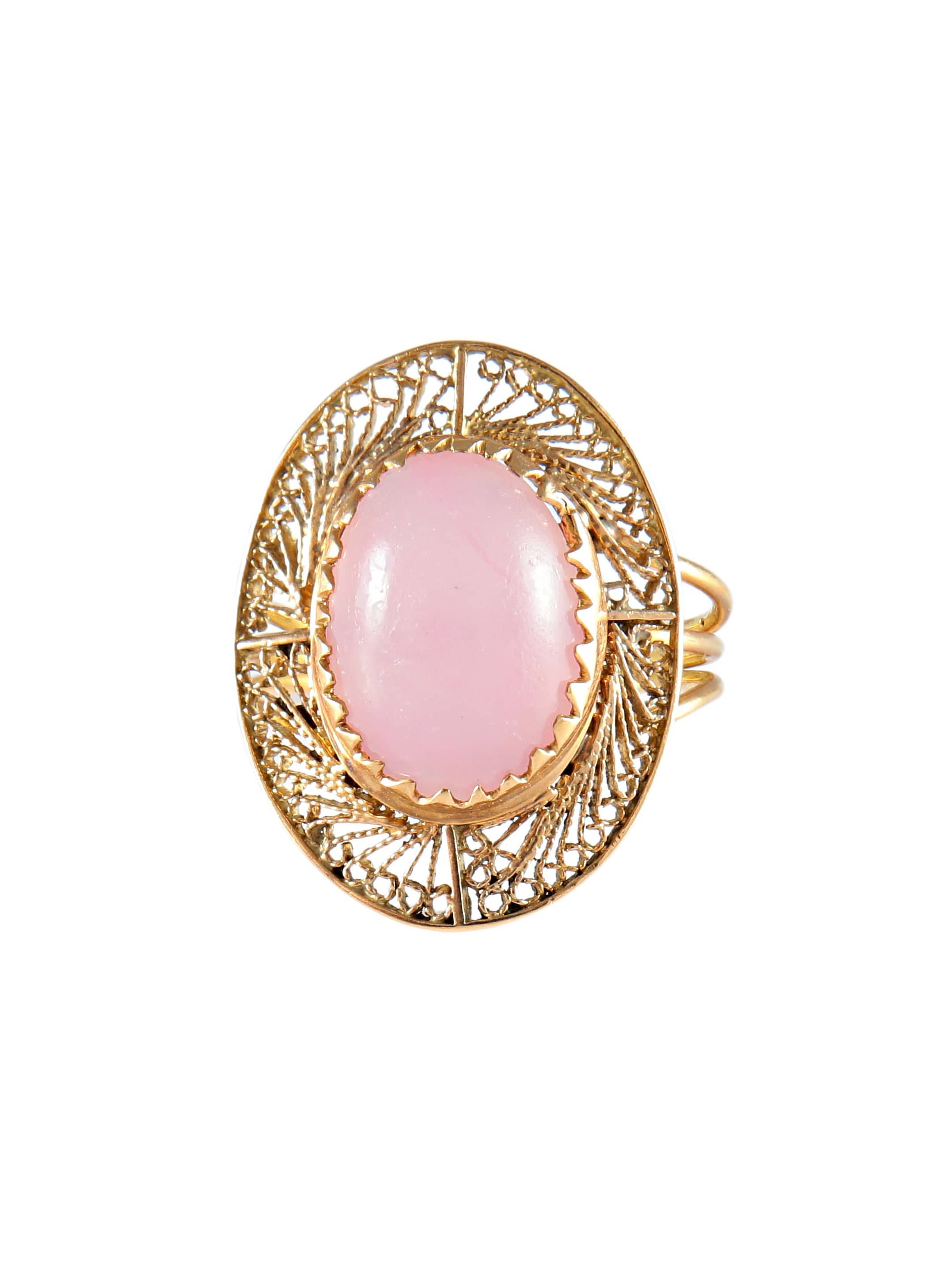 ROSE QUARTZ RING YELLOW GOLD - Image 4