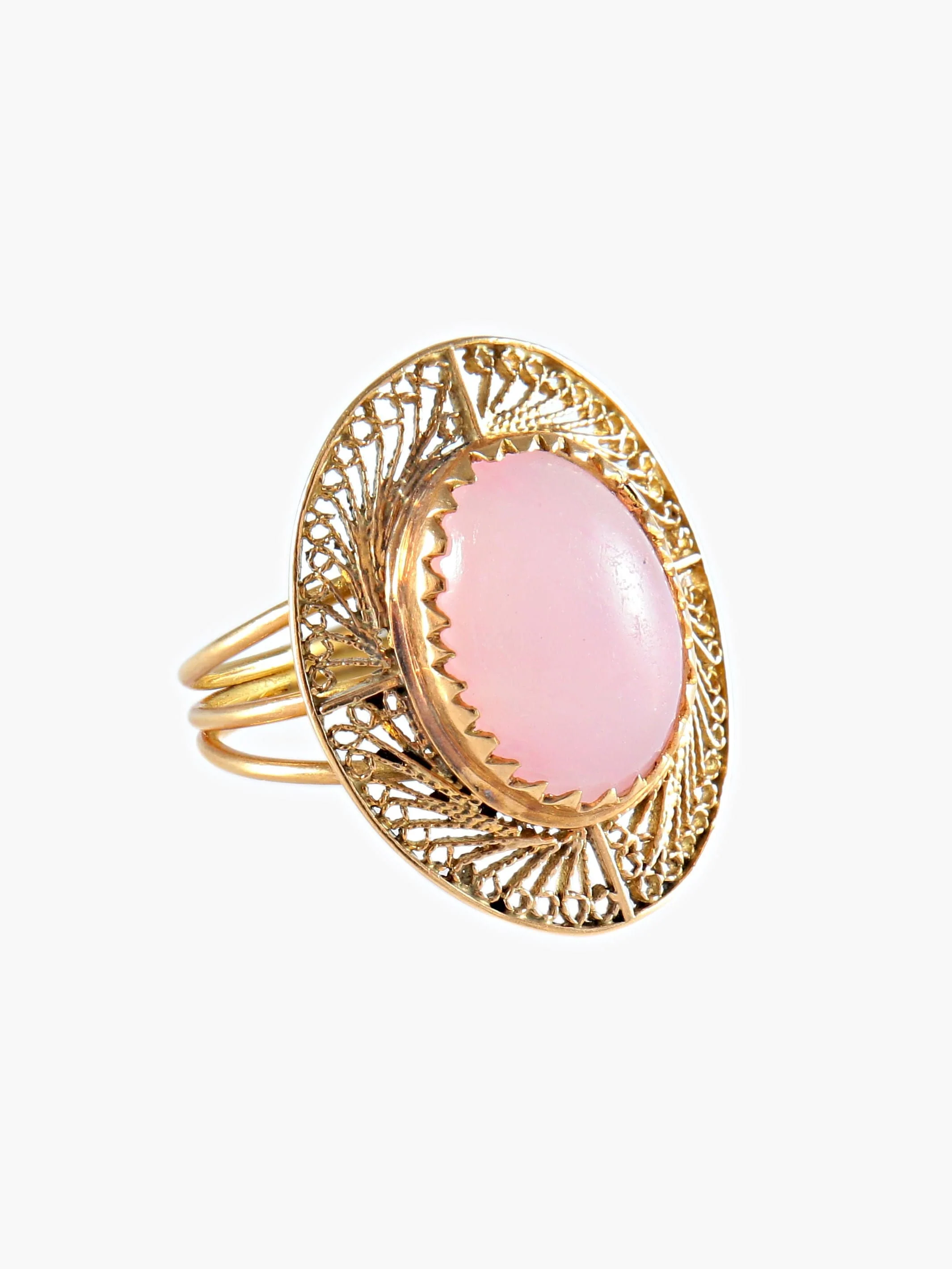 ROSE QUARTZ RING YELLOW GOLD - Image 5