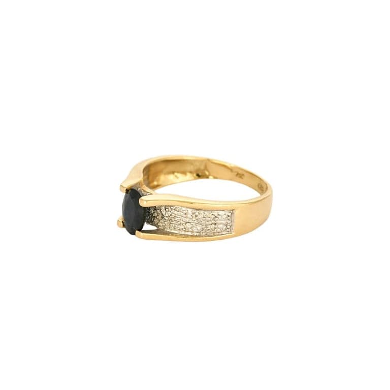 Yellow gold and white gold ring set with a sapphire - Image 3