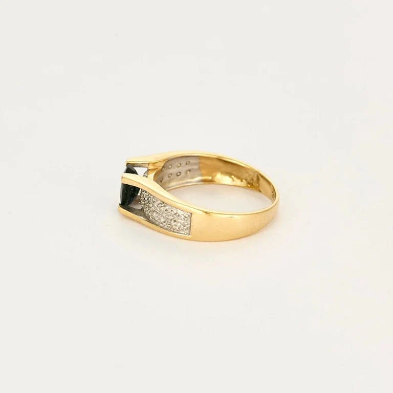 Yellow gold and white gold ring set with a sapphire - Image 4