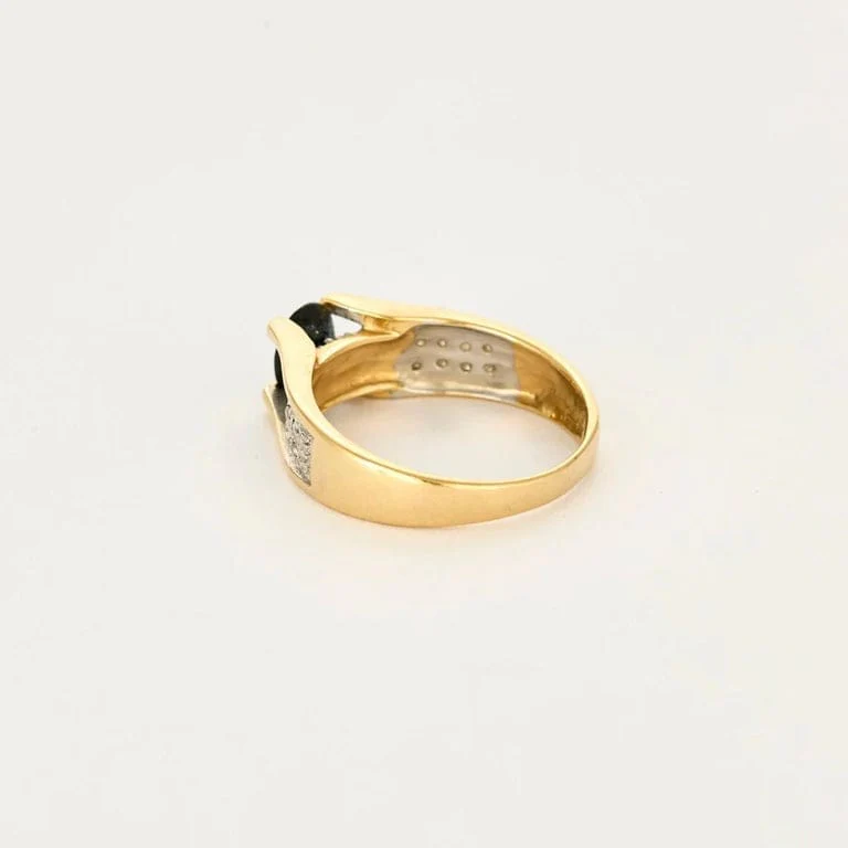 Yellow gold and white gold ring set with a sapphire - Image 5