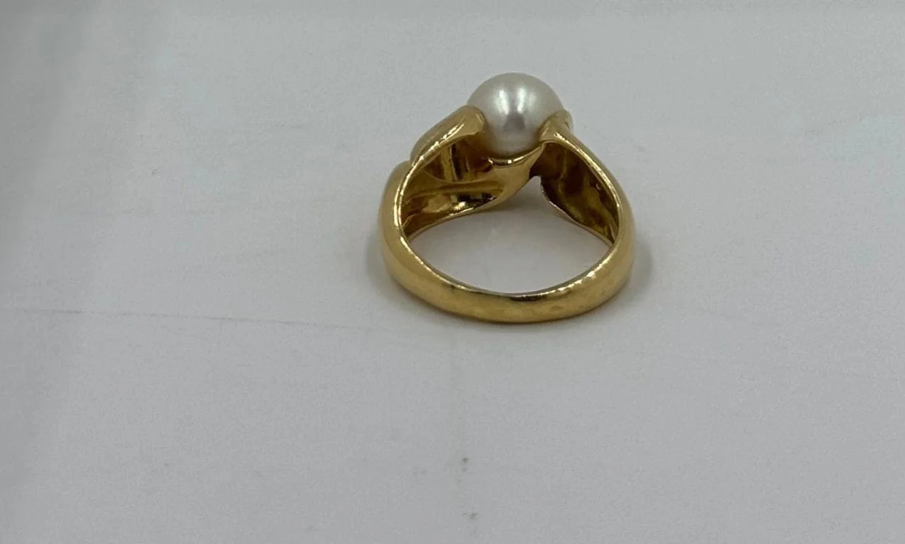 Yellow gold pearl ring - Image 4