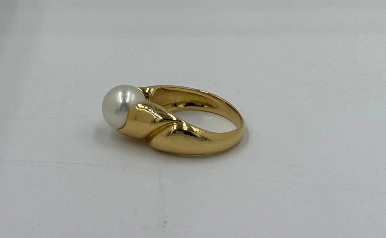Yellow gold pearl ring - Image 5