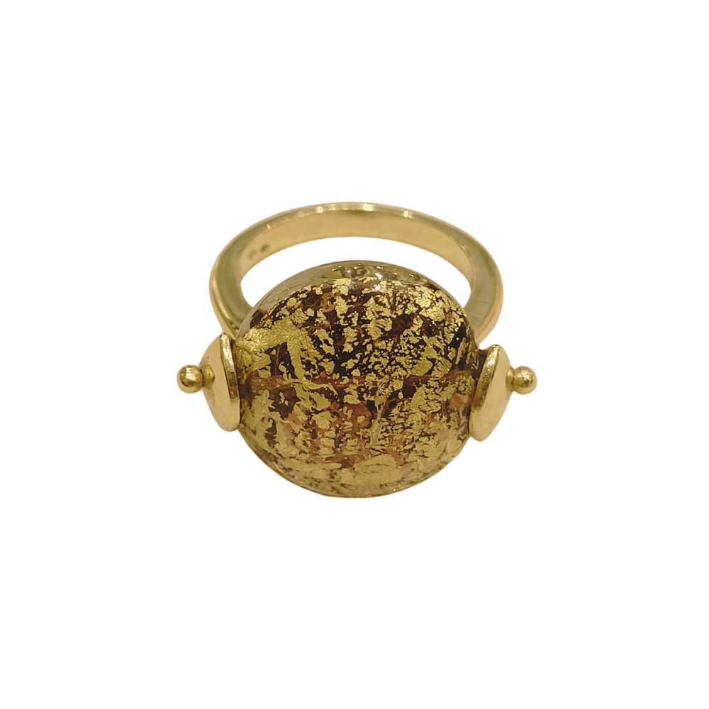 Yellow gold and Murano ring 