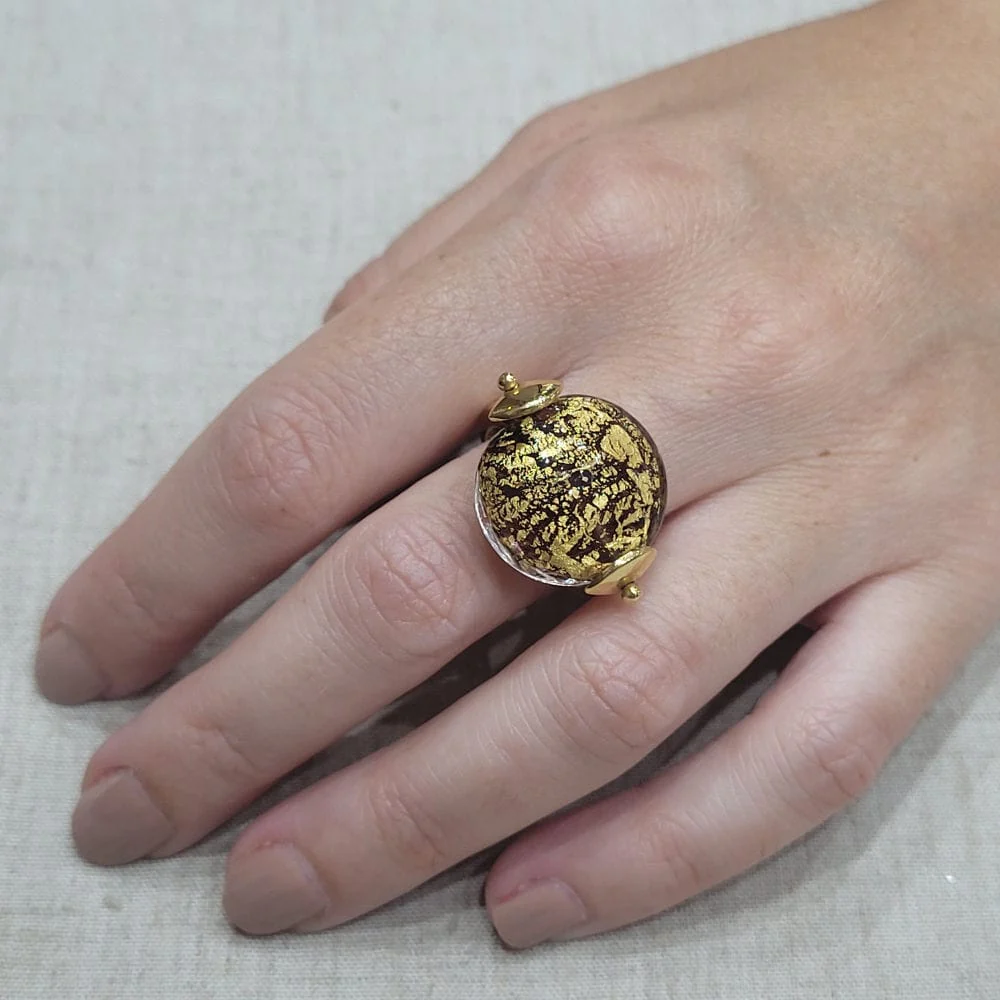 Yellow gold and Murano ring  - Image 3