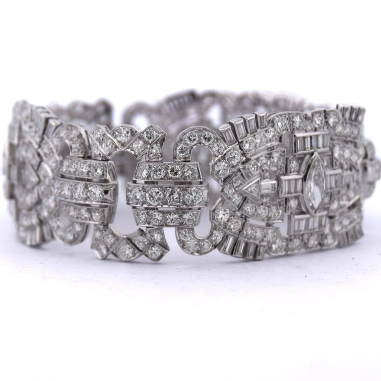 Bracelet style Art Deco in platinum and diamonds  - Image 4
