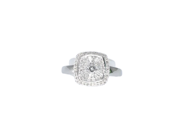 White gold entourage ring with diamonds