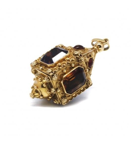 Art Nouveau Amethysts And Citrines Pendant