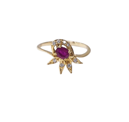 Yellow gold ring, ruby and diamonds  - Image 5