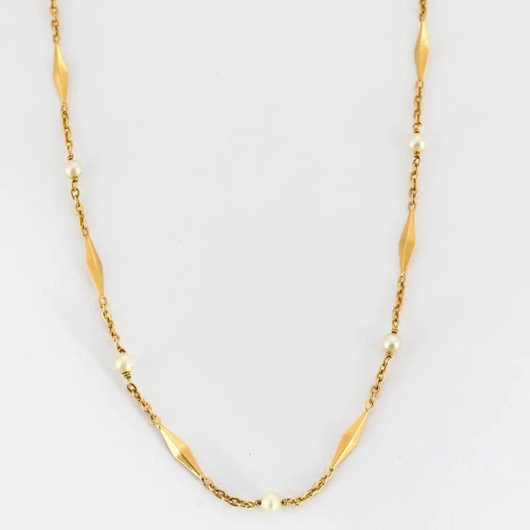Yellow gold pearl necklace - Image 4
