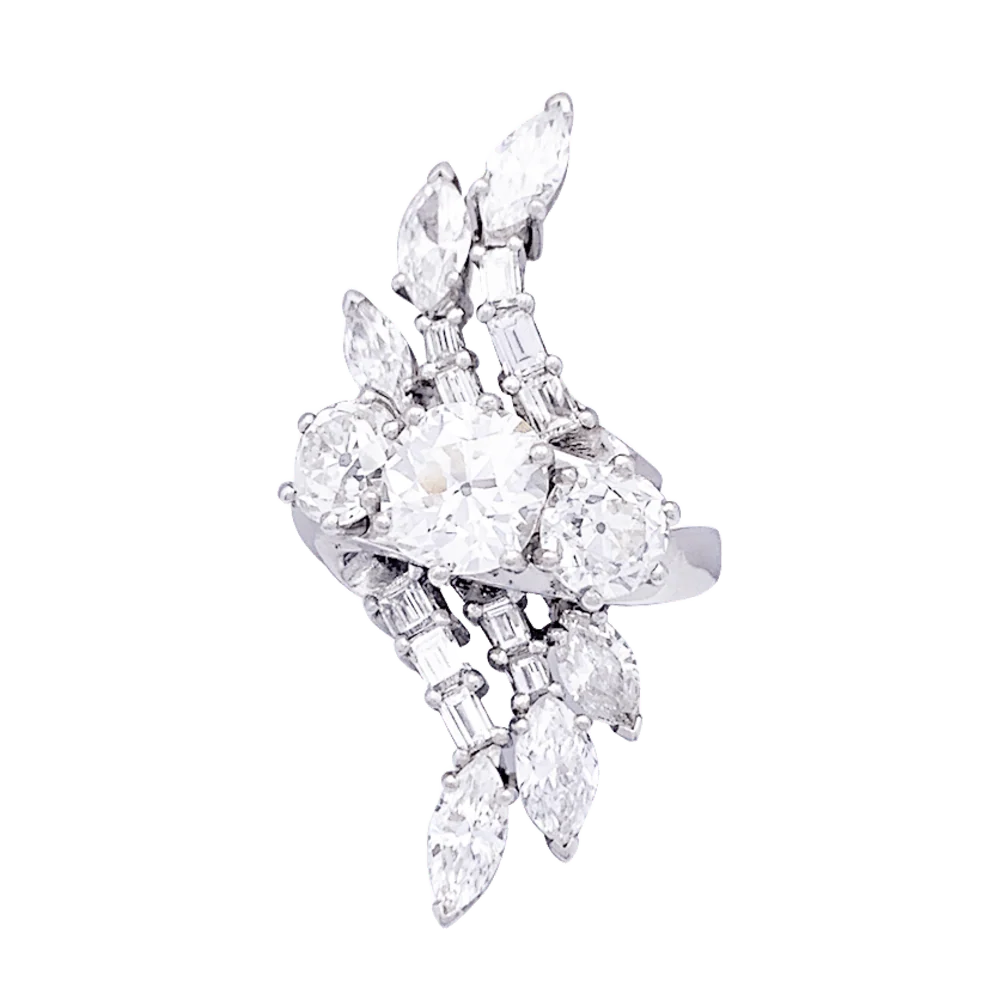 Diamond ring, platinum. - Image 3