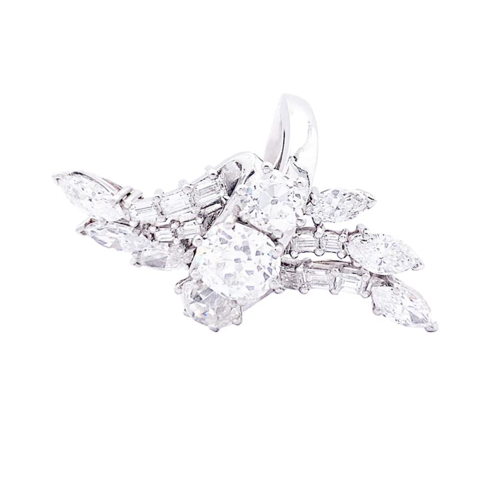 Diamond ring, platinum. - Image 5