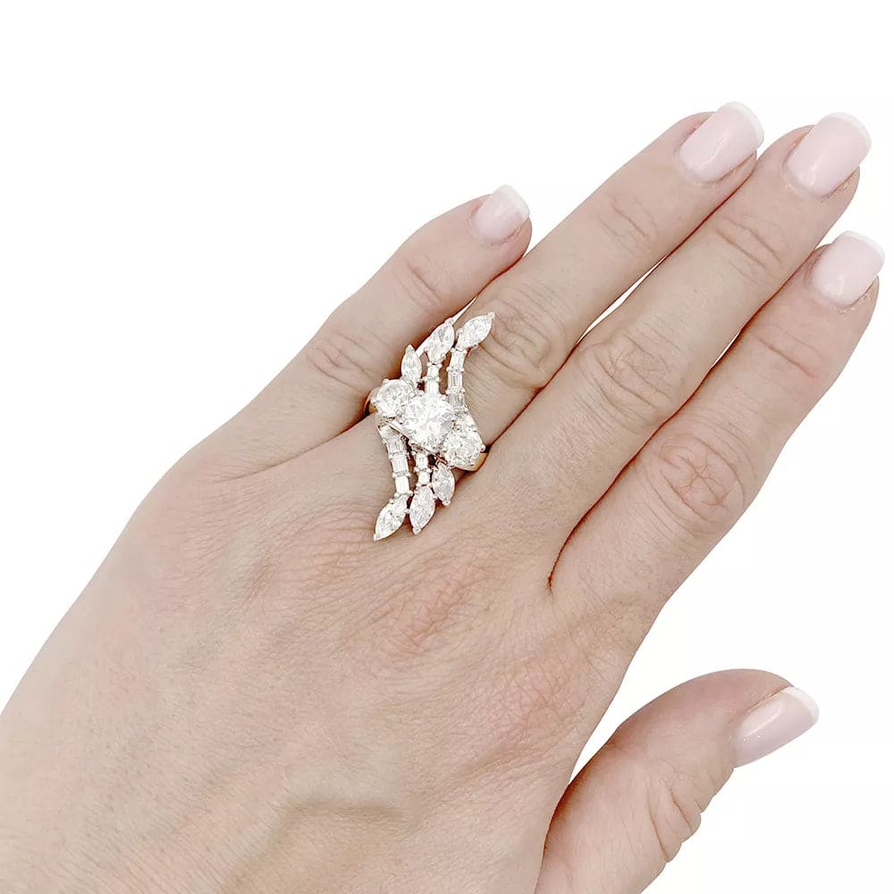 Diamond ring, platinum. - Image 6