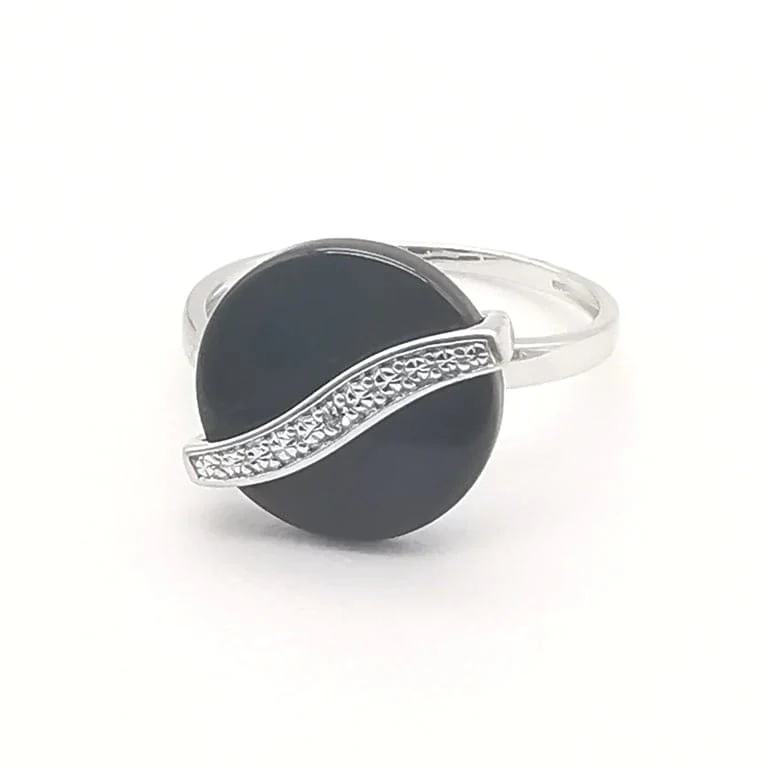 Onyx & diamond gold ring - Image 2